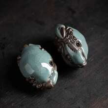 Cangrejo de Juego con Esmalte Agrietado Creativo, Pequeño Cangrejo, Accesorios de Mesa deé, Decoraciones de Ceremonia deé, Muebles para Mascotas deé para Exhibición - Un par - Ver 6