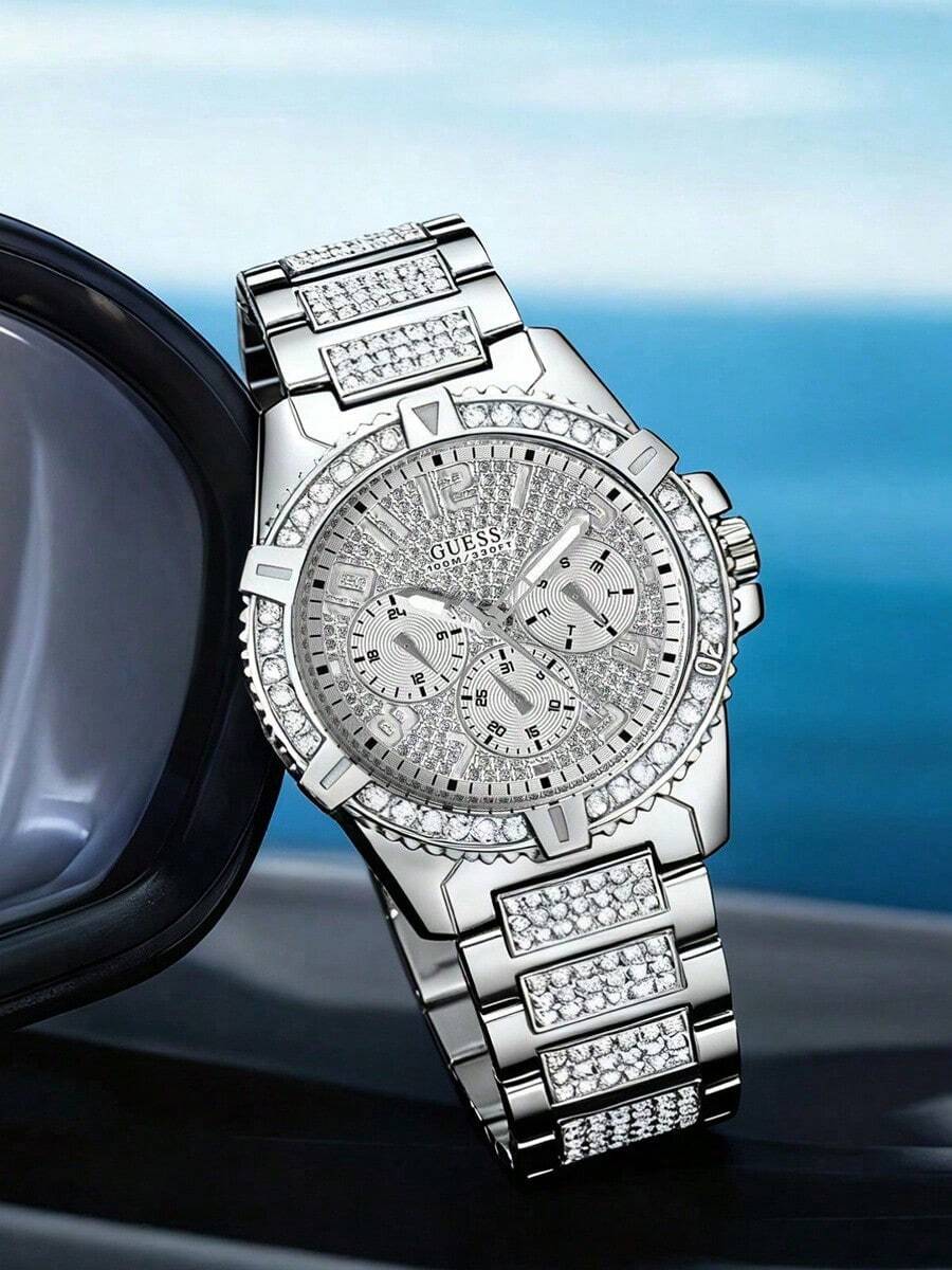 Guess 40mm Women's Elegant Stainless Steel Quartz Watch, Rose Gold, Casual Wristwatch, Perfect Daily Accessory W1156L1 - Silver - View 1