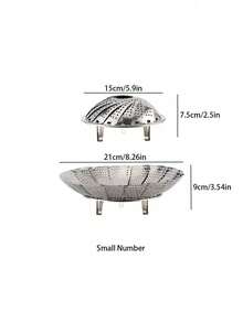 1pc Stainless Steel Large Capacity Versatile Steamer, For Steaming Vegetables - Silver - View 9