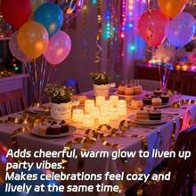 12支装无焰许愿蜡烛，无焰电子仿真蜡烛，电池供电LED茶蜡，暖白光，适用于婚礼、户外、桌面装饰和浪漫礼物——情人节、节日装饰的理想之选