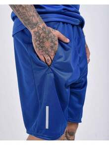 K054 Men's Bermuda Shorts With Reflective Stripe - 寶藍色 - 查看 4