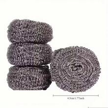 1/6/12pcs Stainless Steel Kitchen Cleaning Brush - High Quality, Suitable For Cleaning All Dirt On Tableware, Cookware And Stove. Reusable Steel Wool Cleaner - Silver - View 6