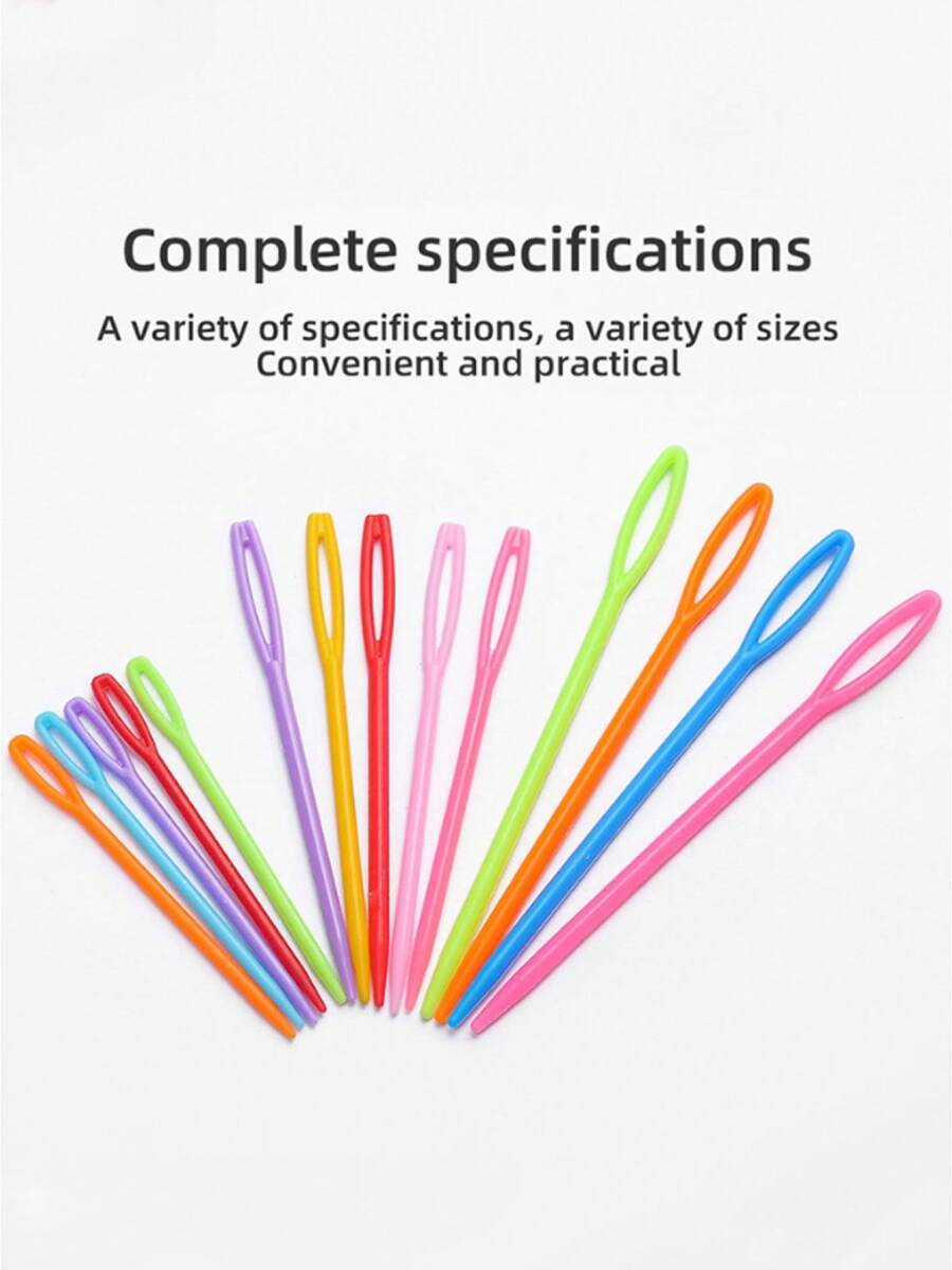 30件套随机颜色编织针套装，毛衣编织工具配件，3种长度彩色塑料缝纫工具套装，适合DIY缝纫 - 彩色 - 查看 1