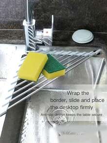 1pc Foldable Triangular Dish Rack - Space-Saving Corner Sink Organizer - Dish Drying Rack With Drainage Function For Small Kitchen, RV And Dorm - Multicolor - View 9