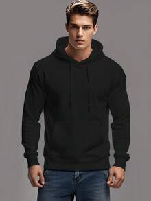Uranus Planet With Rings Design Printed Hoodie AutumnWinter Fashion Mens Clothing - 黑 - 查看 3