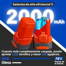 Llave De Impacto Inalámbrica Eléctrica Pistola Taladro Impacto Destornillador Con 2 Baterías Recargable - Naranja - Ver 6
