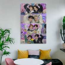 Framed Stray KPOP Boy Group Poster Canvas Wall Art Wall Hanging Birthday Party Background Banner For Living Room Bedroom Dorm Decoration - Multicolor - View 6