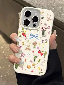 1pc Watercolor Floral Pattern Soft Protective Phone Case, Waterproof Anti-Drop Anti-Slip, Compatible With Apple And Phones Shockproof Scratch Resistant - Kiểu 2 (1 chiếc) - Xem 4