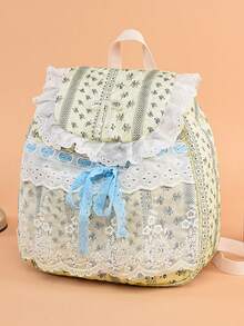 LECEY Large Capacity Fashionable & Versatile Canvas Backpack - Light Grey - View 2