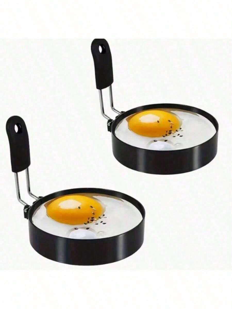 1pc Stainless Steel Egg Rings – Non-Stick Round Egg Cooker Rings & Pancake Mold For Frying Eggs, Omelets, Pancakes, Burgers, Sandwiches, Breakfast Cooking Tools – Durable & Easy To Clean Kitchen Gadgets, Space-Saving Kitchen Accessories & Home Cooking Essentials – Perfect For Family Breakfast, Dorm, Camping - Multicolor - View 1