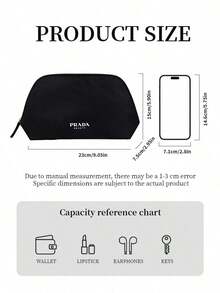 Prada Czarna, przenośna, minimalistyczna kosmetyczka, odpowiednia do podróży - Czarne - Zobacz 8