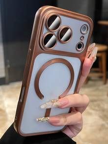 奢华哑光半透明磁吸手机壳，兼容 17 Pro Max、17 Pro、17 Air、17 Pro Max、16、15 Pro Max，支持磁吸无线充电，防震后盖 - 沙漠金 - 查看 3