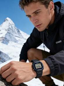 Đồng hồ Casio phát sáng đa chức năng hình khối xếp hình, bền bỉ, thiết kế nhỏ gọn cổ điển, dây đeo silicon nhựa, unisex, phong cách học sinh, thoải mái và đa năng, món quà tốt nghiệp tuyệt vời. - màu đen - Xem 5