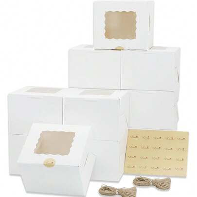 20 Pcs Cake Boxes 6x6x5Inch Bakery Boxes With Window White Cupcake Boxes