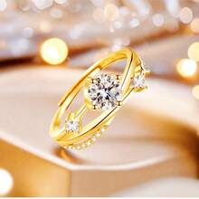 1枚奢华时尚优雅可调节宇宙星空开口戒指，女士珠宝，订婚/结婚礼物，几何戒指，日常佩戴 - 彩色 - 查看 8