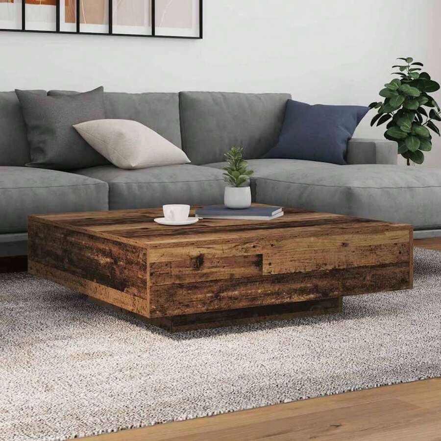 vidaXL Couchtisch, Antik-Holzoptik, 100 x 100 x 31 cm, Holzwerkstoff - Braun - Übersicht 1