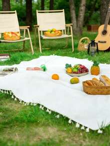 1pc Beige Rectangular Picnic Blanket, Portable Outdoor Rug, Foldable Picnic Mat Suitable For Beach, Valentine's Day, Easter Outdoor Picnic, Camping, Hiking, Travel, Home Concerts And More