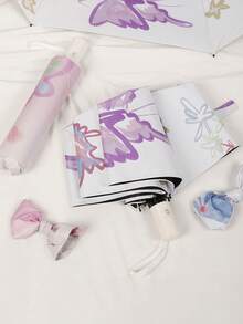 1 chiếc ô nhỏ gọn in hình bướm, ô che nắng gấp gọn chống tia UV dành cho nữ. - Như đã trình bày - Xem 2