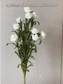 1 pieza/3 piezas Flores de rosa artificiales, decoración del hogar, regalo para el Día de San Valentín, cumpleaños, graduación - Blanco - Ver 13