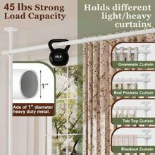 Room Divider For Room Separation, Tension Curtain Rods No Drilling, 4-10ft(H) 28-70inch(W) Adjustable Temporary Privacy Wall Divider, Heavy Duty Freestanding Space Partition Separator, White,39832977 - 白色 - 查看 6