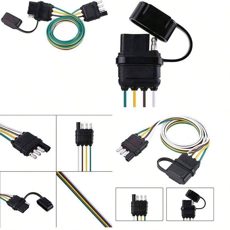 Enchufe de remolque, 6 24V Adaptador de conector de cabo de enchufe de remolque plano de 4 pines para remolque de barra de remolque de caravana - como se muestra en la figura - Ver 1