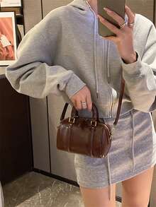 Boston Handbag, Shoulder Bag, Pillow Bag - Coffee - View 1