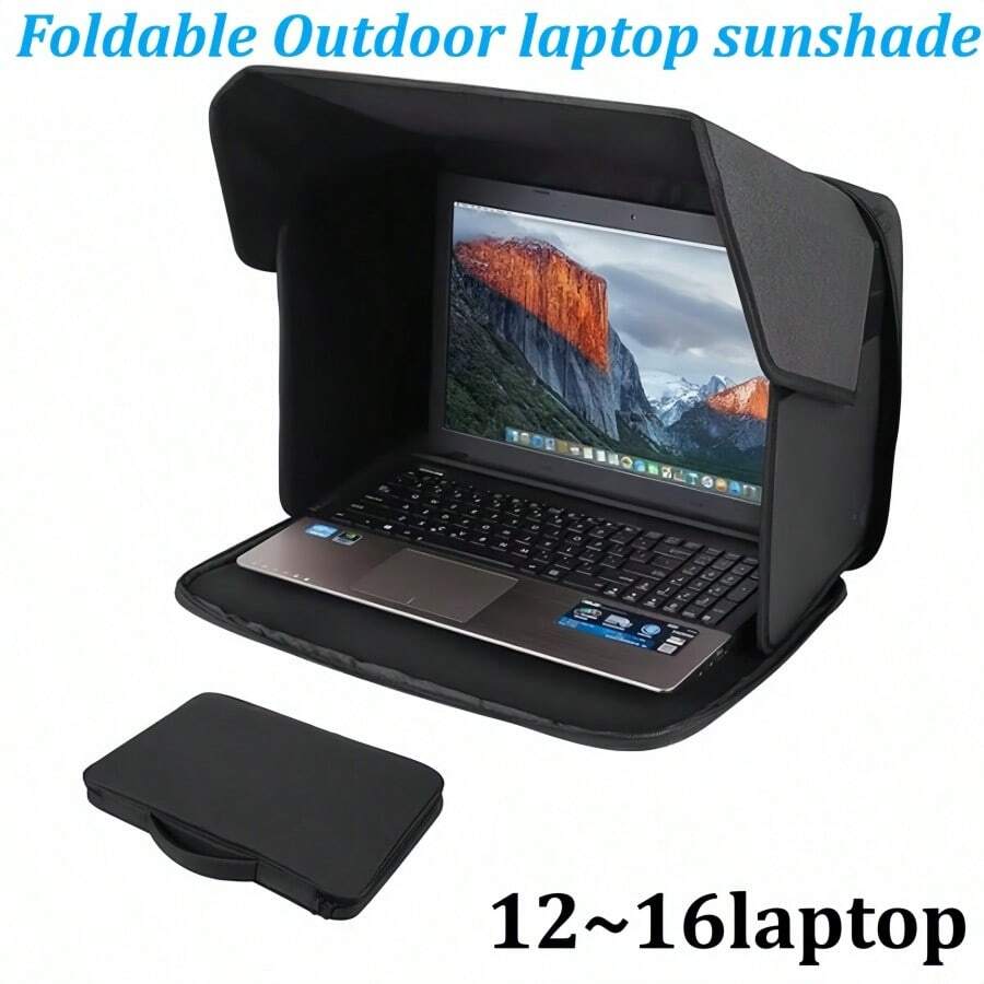 Tấm che nắng gấp gọn cho laptop, tấm chắn màn hình chống chói bảo mật cho laptop ngoài trời, phù hợp với laptop 12-16 inch, tấm che bảo vệ di động cho công việc ngoài trời. - màu đen - Xem 1