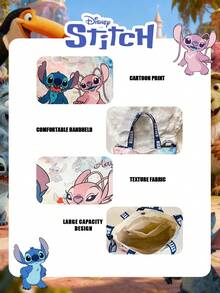 Disney Officially Licensed 1 Pc Lilo & Stitch Printed Teen's Book Bag,Candy BagLunch Bag Mischievous Stitch Student's Cute Cartoon Handheld Bag For Daily Use, Casual Canvas Shoulder Bag For Easy Carry – For Students/College/University StudentsTeenagers/Teens/Young Adults/Zoomers For Daily/Shopping/ Valentine's Day - Multicolor - View 8