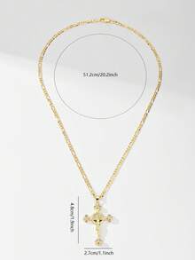 1件复古铜合金锆石舵十字架吊坠项链，限量版“守护者之光”，适合圣诞节、感恩节、万圣节、母亲节、情人节、赠送朋友、教堂礼物、初领圣体、日常佩戴和祈祷。 - 金黃色 - 查看 4