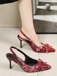 Tacones Mary Jane con punta cuadrada y tachuelas, Versátiles tacones altos negros con tira trasera, Elegantes y sexys tacones de plataforma de charol rojo con cierre deslizante para mujer - Rojo - Ver 7