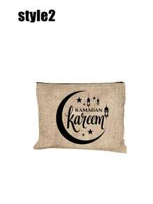 四件套斋月主题手提袋，饰有星星、月亮和字母图案，印有“Ramadan Kareem”（斋月吉祥）字样，采用亚麻材质，并配有纽扣装饰，适合斋月、诵经、开斋节、开斋饭等场合。这款多功能休闲手提袋可用于携带午餐、购物、约会、度假、通勤、日常使用，也是一份理想的斋月礼物。 - 彩色 - 查看 19