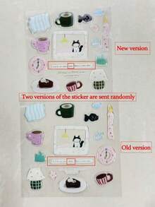 DIY可爱插画贴纸透明手机壳，兼容 17 Pro Max、17 Pro、17 Air、17、16 Pro Max、15、14、13、12、11 Pro Max，透明可爱防震保护套 - 小貓貼紙 - 查看 5