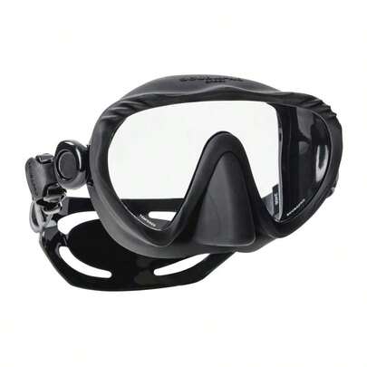 Ghost Dive Mask, LowVolume Frameless Design W Ultra Clear Single Lens, Silicone Skirt And EasyAdjust Strap Buckles, Black
