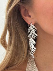 2pcs/Set Bohemian Geometric 3D Leaf & Wheat Earrings, Elegant Luxury Daily Casual, Party, Wedding, Women's Festival Versatile Jewelry Gift - Earring - View 4