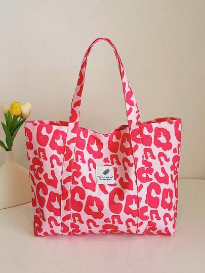 Sött rosa komönster tryckt tyg körsbärselement manchester varmt vinterelement ny vinter övre axel handhållen tygkasse axelväska