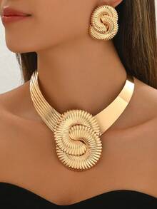 Set de 3 piezas de gargantilla / Choker metálico en forma de V con 8 diseños elegantes, juego de joyas para uso diario y fiestas, tono dorado