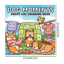 24 trang - 130g, Sách tô màu cuộc sống thường nhật của những chú cún con dễ thương, giấy mềm mại, phong cách ngọt ngào thư giãn, họa tiết cảnh ngoài trời của cún con, tông màu xanh lá cây và hồng, bao gồm chi tiết lều in dấu chân, tô màu giúp giảm căng thẳng, thích hợp làm văn phòng phẩm, đồ dùng học tập, thích hợp làm quà tặng cho bé gái. - KHOẢNH KHẮC CỦA CHÓ - Xem 9