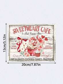 Valentine's Day Rustic Decor, Sweetheart Coffee Hot Cocoa Bar Hanging Photo Frame, Retro Bread Decorative Photo Frame, Valentine's Day Desktop Decor, Perfect For Home, Cafe And Party Decoration, Ideal Holiday Gift For Friends