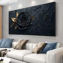 1pc No Frame Wall Arts Posters Modern Vintage Botanical Art Deco Modern Black And Golden Rose Canvas Wall Art, Frameless Poster For Living Room, Bedroom, Dining Room - Contemporary - Multicolor - View 7