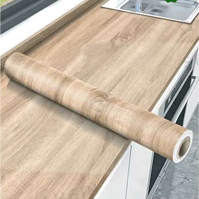 Self-Adhesive Wood Grain Vinyl Wallpaper - Easy To Peel And Stick, Suitable For Wardrobe, Cabinet, Table, Closet Furniture Renovation - Home Decor