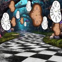 Soulchen 20 Pcs Wonderland Tea Party Decoration Hanging Banner Wonderland Abstract Distorted Clock Garland Decoration Background For Birthday Baby Shower Party Supplies - MàuH - Xem 1