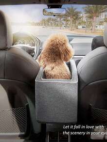 狗狗汽车座椅，小型犬专用汽车座椅，小型犬专用中央扶手座椅，猫狗增高座椅，适用于15磅以下猫狗的便携式汽车扶手座椅，互动式宠物汽车座椅，宠物用品，通用便携式单肩宠物背带（适用于猫狗） - 彩色 - 查看 6