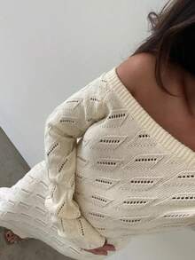 Women's Sexy Off-Shoulder Hollow Out Knit Bodycon Dress, Summer Dress, Women's Summer Dress, Summer Outfit, Summer Holiday Outfit, Women's Casual Dress, Casual Dress - Apricot - View 2