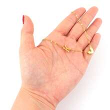 1pc Fashion Heart Initial Pendant Golden Stainless Steel Lip Chain Necklaces For Women - Yellow Gold - View 3