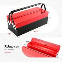 DNA MOTORING Caja de Herramientas de Metal de 18 Pulgadas de 2 Capas y 3 cajones organizadores Caja de Herramientas Plegable multifuncin para el hogar, Taller de Reparaciones, TOOLS-00410 - plegable de 18 pulgadas - 2 niveles - Ver 3