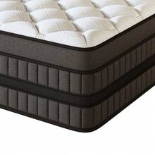 LayRoad Bedroom Furniture, 12/14-Inch Black Queen Mattress, Built-In Memory Foam And Individually Pocketed Springs, Available In Twin, Full, Queen And King Mattress Sizes, With Side Handles For Easy Movement, Fiberglass-Free, Odorless, Highly Breathable, Providing A Comfortable Sleep. - Black - View 2