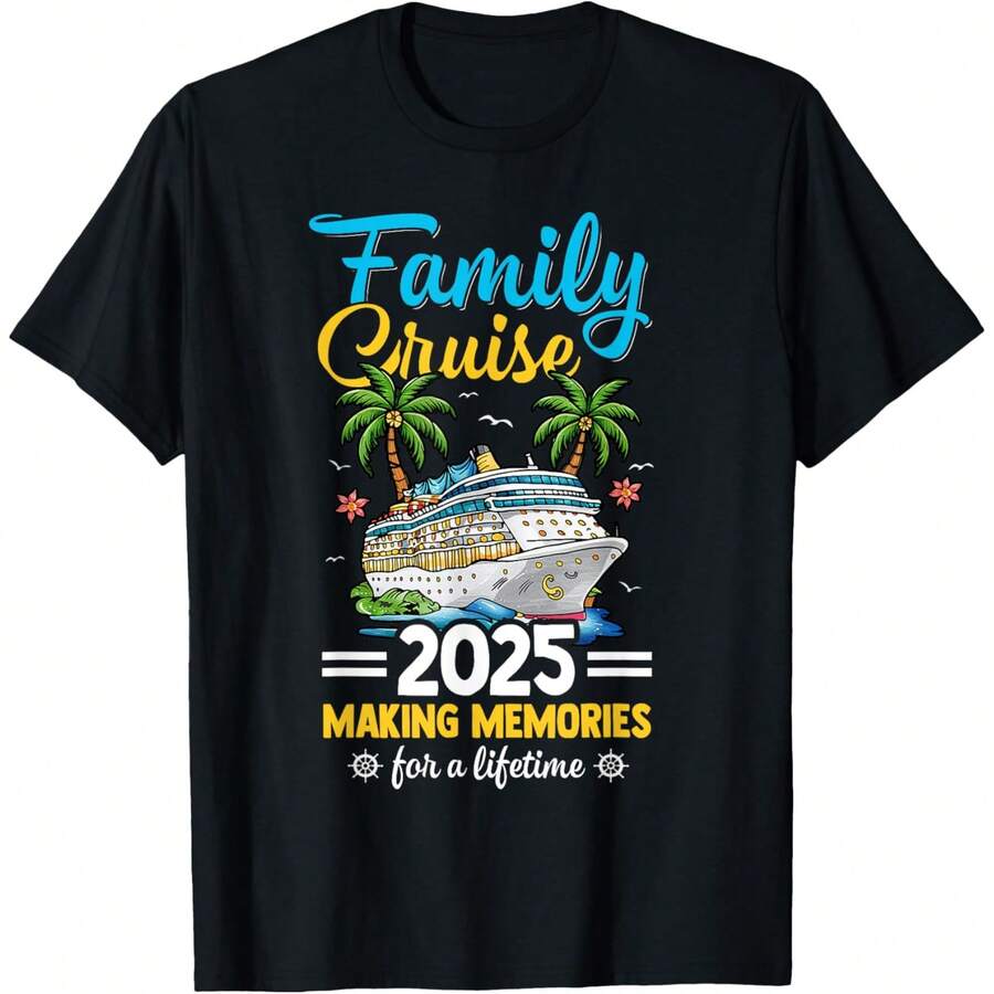 Family Cruise 2025 Squad Family Matching Trip For Summer T-Shirt - 黑色 - 查看 1