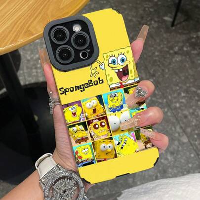 SpongeBob SquarePants 1 chiếc ốp lưng điện thoại chống sốc họa tiết sọc hoạt hình, tương thích với Samsung/Apple 17/16/15/14/13/12/11Pro Max/12Pro/14Plus và các dòng máy khác.