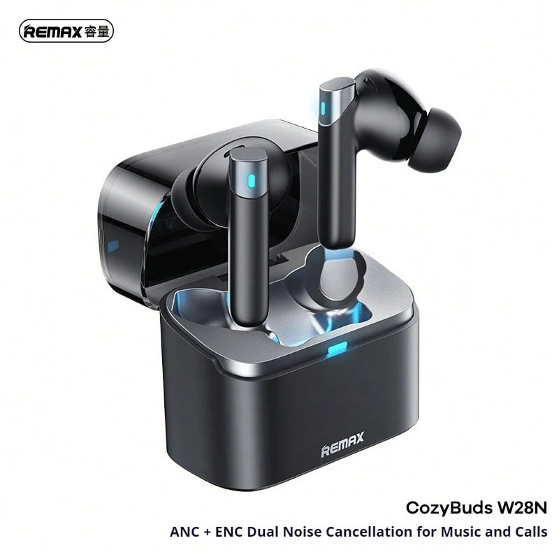 REMAX ANC+ENC 双重降噪音乐通话耳机 CozyPods W28N - 黑色 - 查看 1