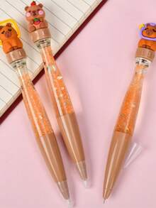 1pc Cute Capybara Liquid Motion Pen, Creative Fidget Spinning Stress Relief Cartoon Pen